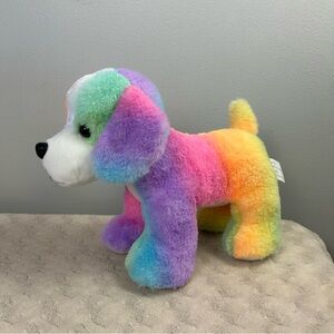 Fun Stuff Neon Rainbow Puppy Dog Plush Stuffed Animal Toy Tie Dye Standing